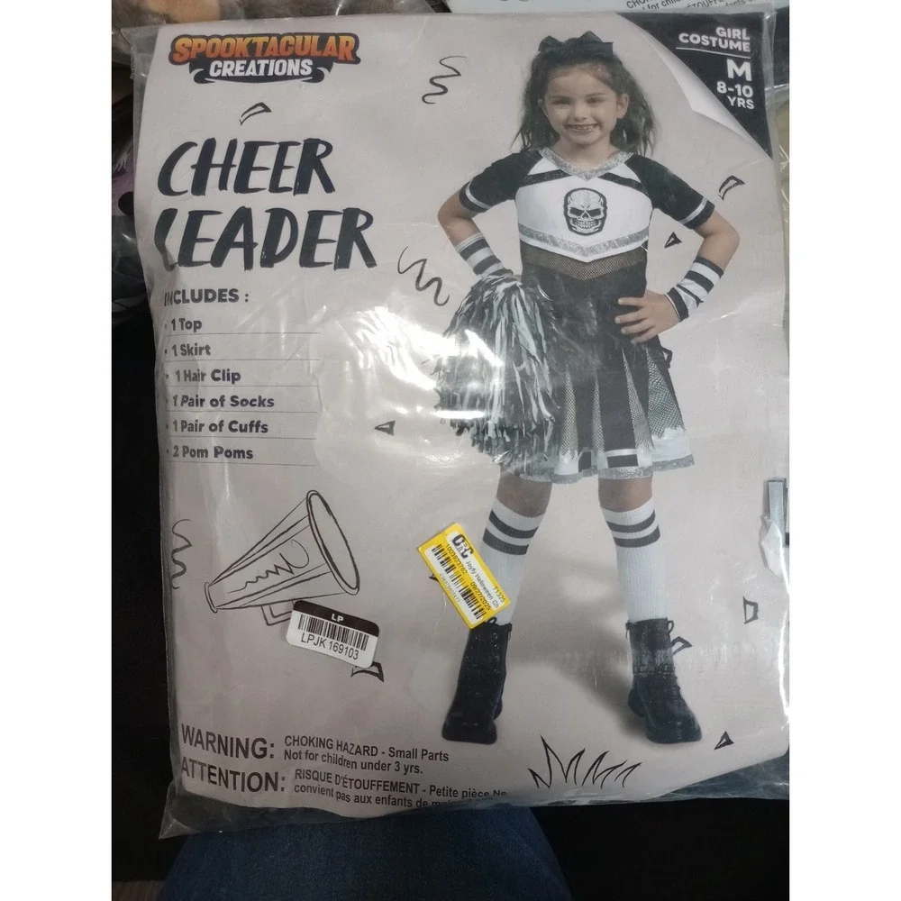 Girls Cheerleader Halloween Costume Medium‎ 8-10 Spooktacular Creations Skull...